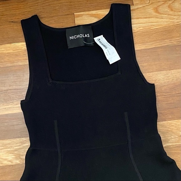 NWT Nicholas Milano Seamed Square Neck Knit Mini Dress in Black 0 - Picture 10 of 13